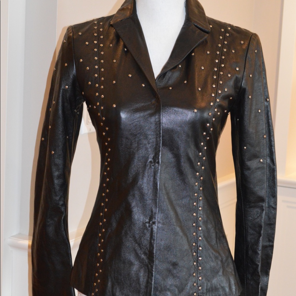 Fabrizio Corsi Black Leather Jacket Size 4 (Italy Size 38)